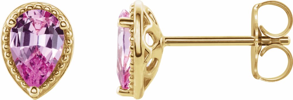 14K Yellow Natural Pink Sapphire Earrings