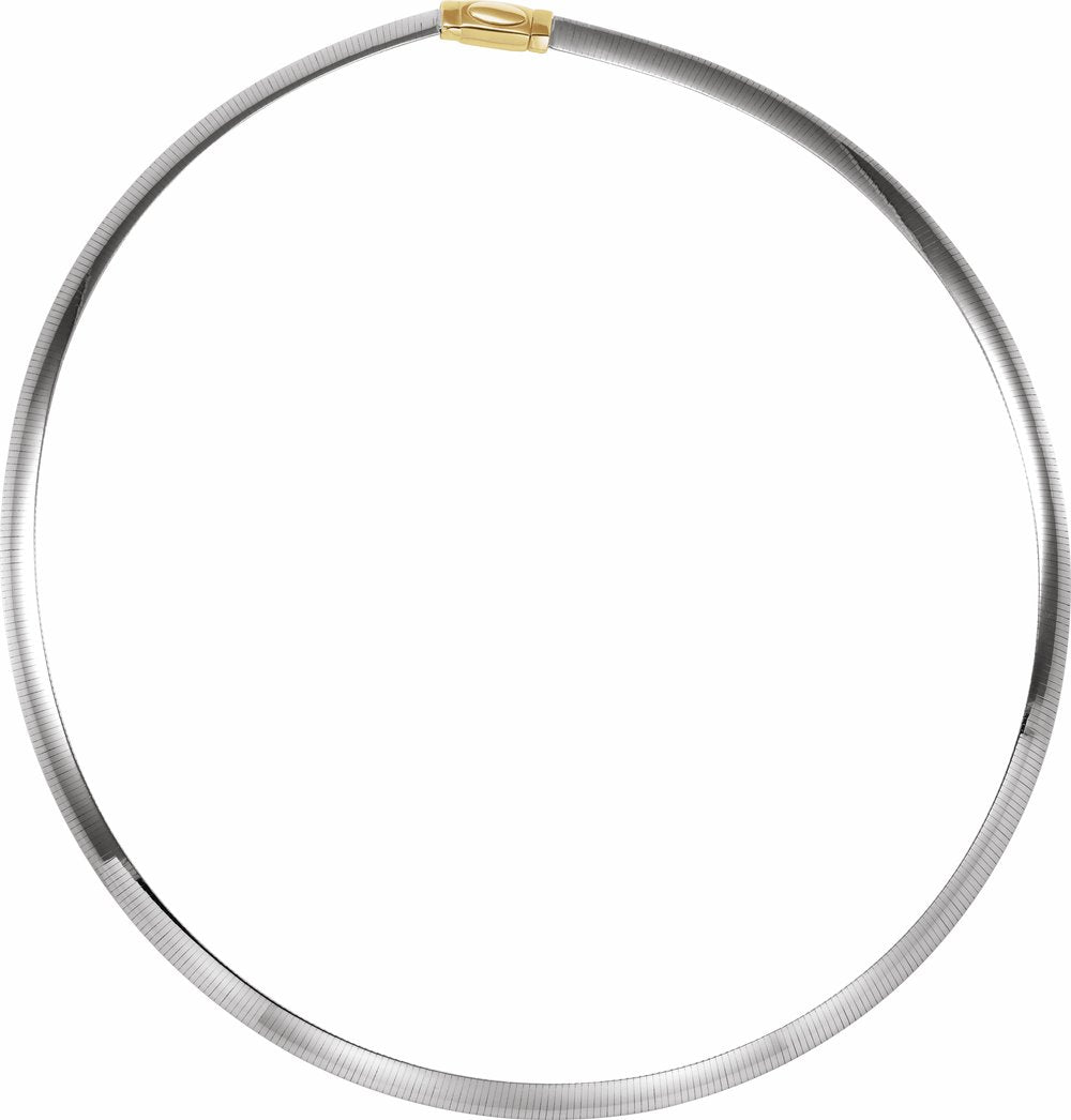14K Yellow/White Gold 6 mm Reversible Omega 18" Chain