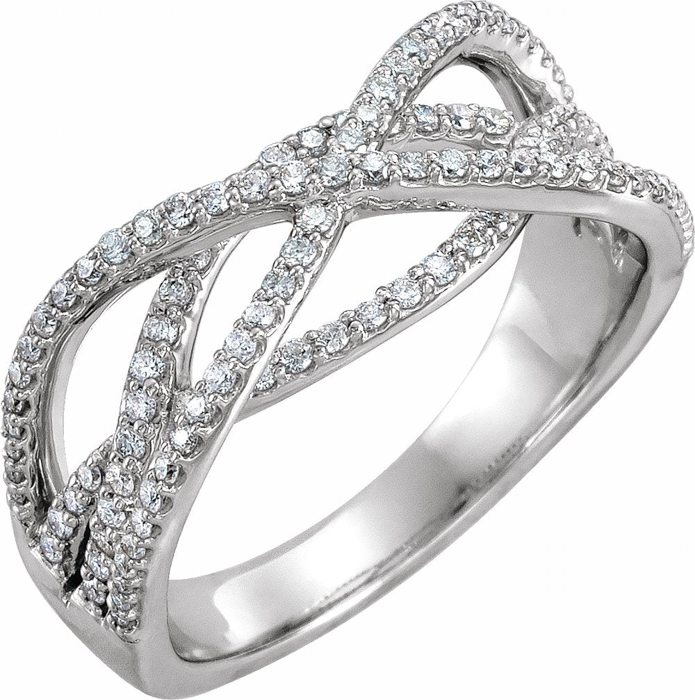 14K White 1/2 CTW Natural Diamond Criss-Cross Ring