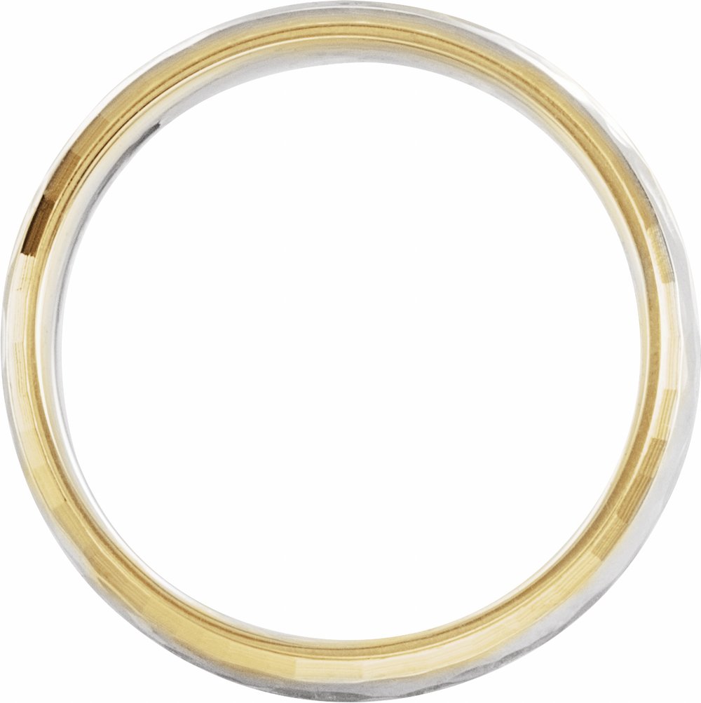 14K Yellow/White/Yellow 6 mm Stepped-Edge Comfort-Fit Half Round Band