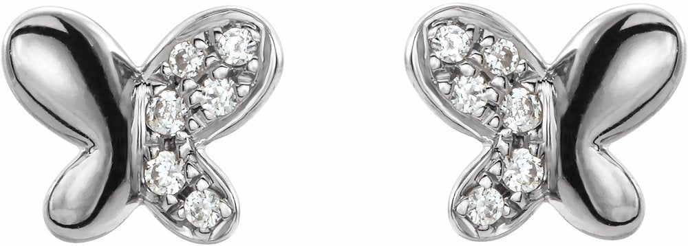 Sterling Silver .04 CTW Natural Diamond Butterfly Earrings