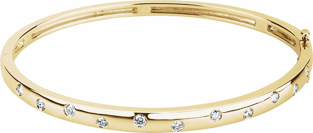 14K Yellow Gold 1/2 CTW Lab-Grown Diamond Bangle 6 3/4" Bracelet