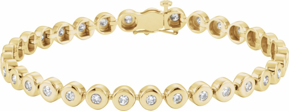 14K Yellow Gold 2 CTW Natural Diamond Bezel-Set Line 7" Bracelet