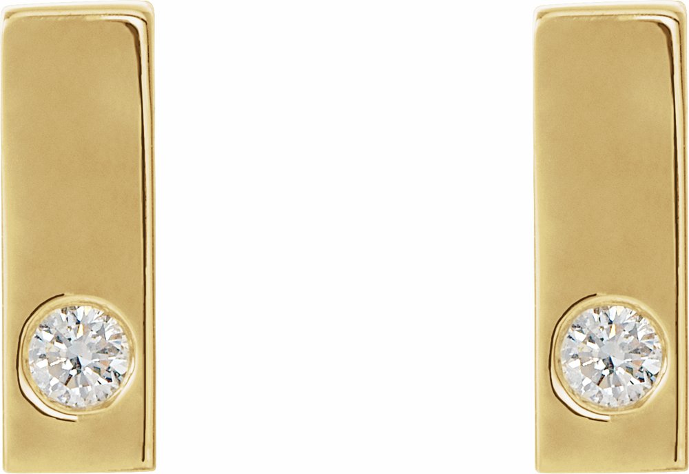 14K Yellow Gold .06 CTW Natural Diamond Bar Earrings