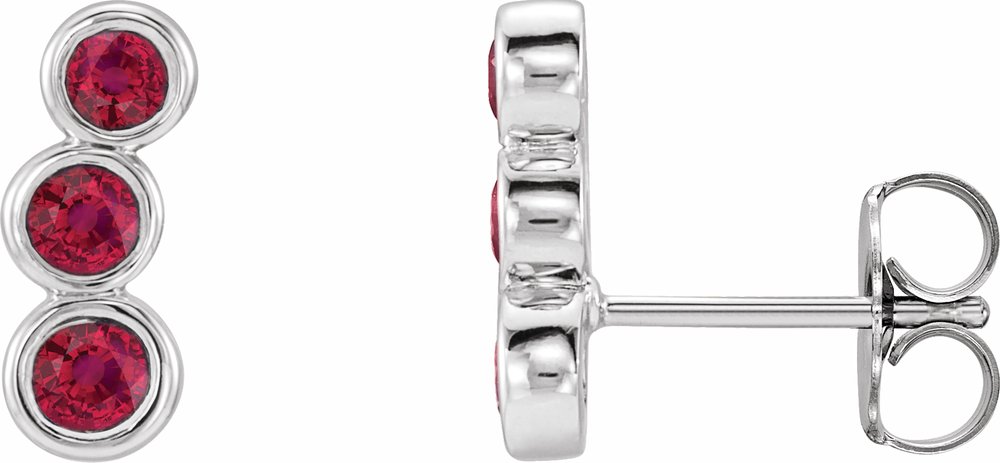 14K White Gold Natural Ruby Ear Climbers