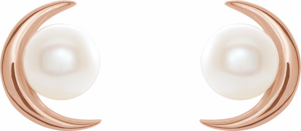 14K Rose Cultured Freshwater Pearl Earrings