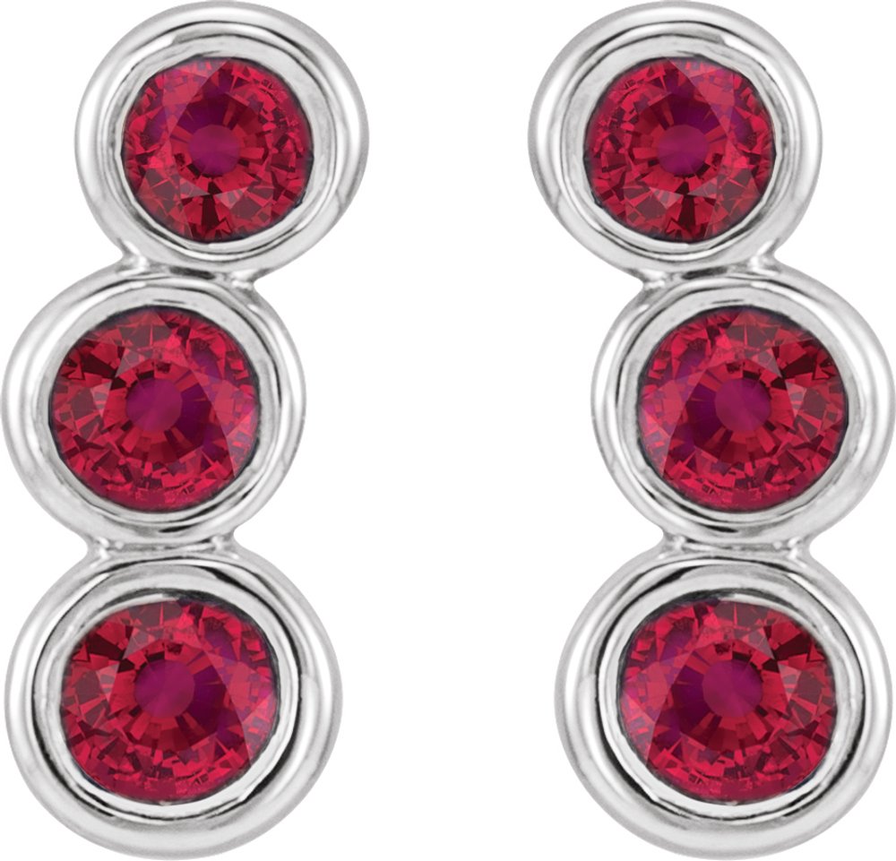 14K White Gold Lab-Grown Ruby Ear Climbers
