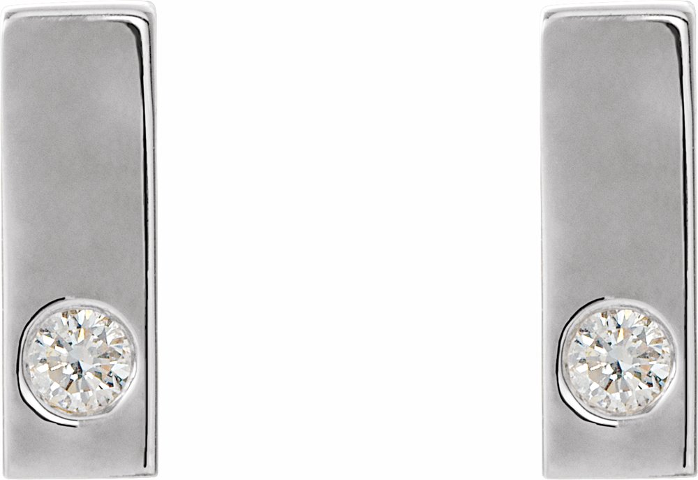 14K White Gold .06 CTW Natural Diamond Bar Earrings