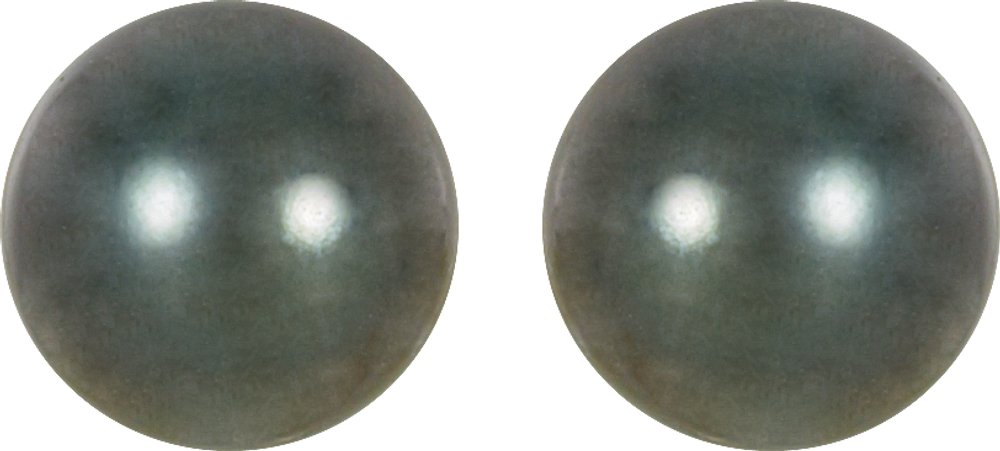 14K Palladium White Gold 8 mm Cultured Gray Tahitian Pearl Earrings
