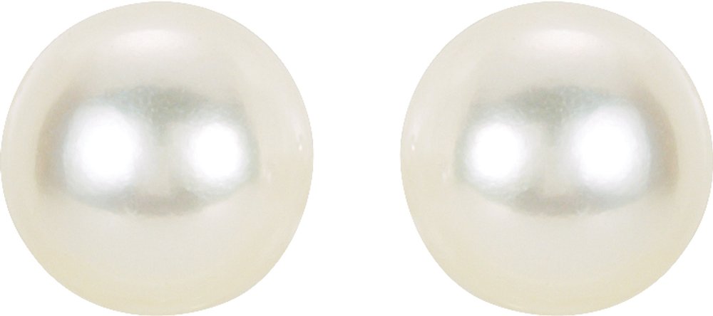 14K White Gold 7 mm Cultured White Akoya Pearl Earrings