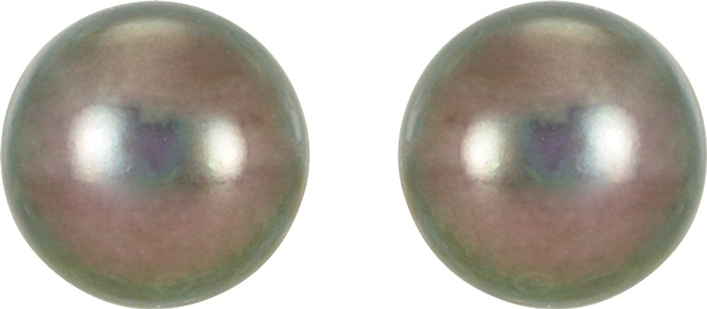 14K Yellow Panache® Cultured Black Freshwater Pearl Stud Earrings