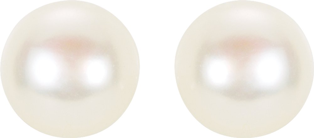 14K Yellow Gold Panache® Cultured White Freshwater Pearl Stud Earrings
