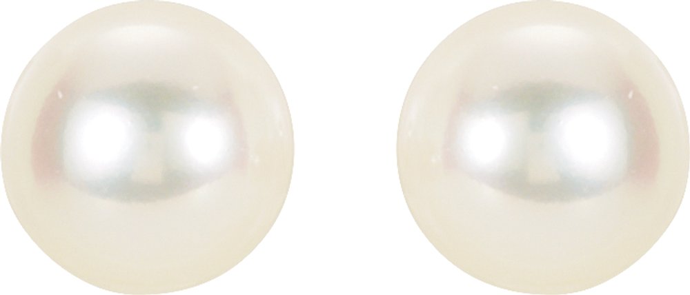 14K Yellow Gold Panache® Cultured White Freshwater Pearl Stud Earrings