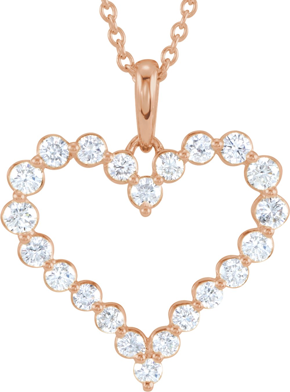 14K Rose Gold 1 CTW Natural Diamond Heart 18" Necklace