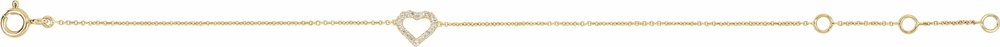 14K Yellow Gold .06 CTW Natural Diamond Heart 6-7" Bracelet