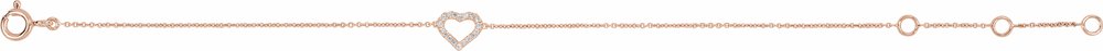 14K Rose .06 CTW Natural Diamond Heart 6-7" Bracelet
