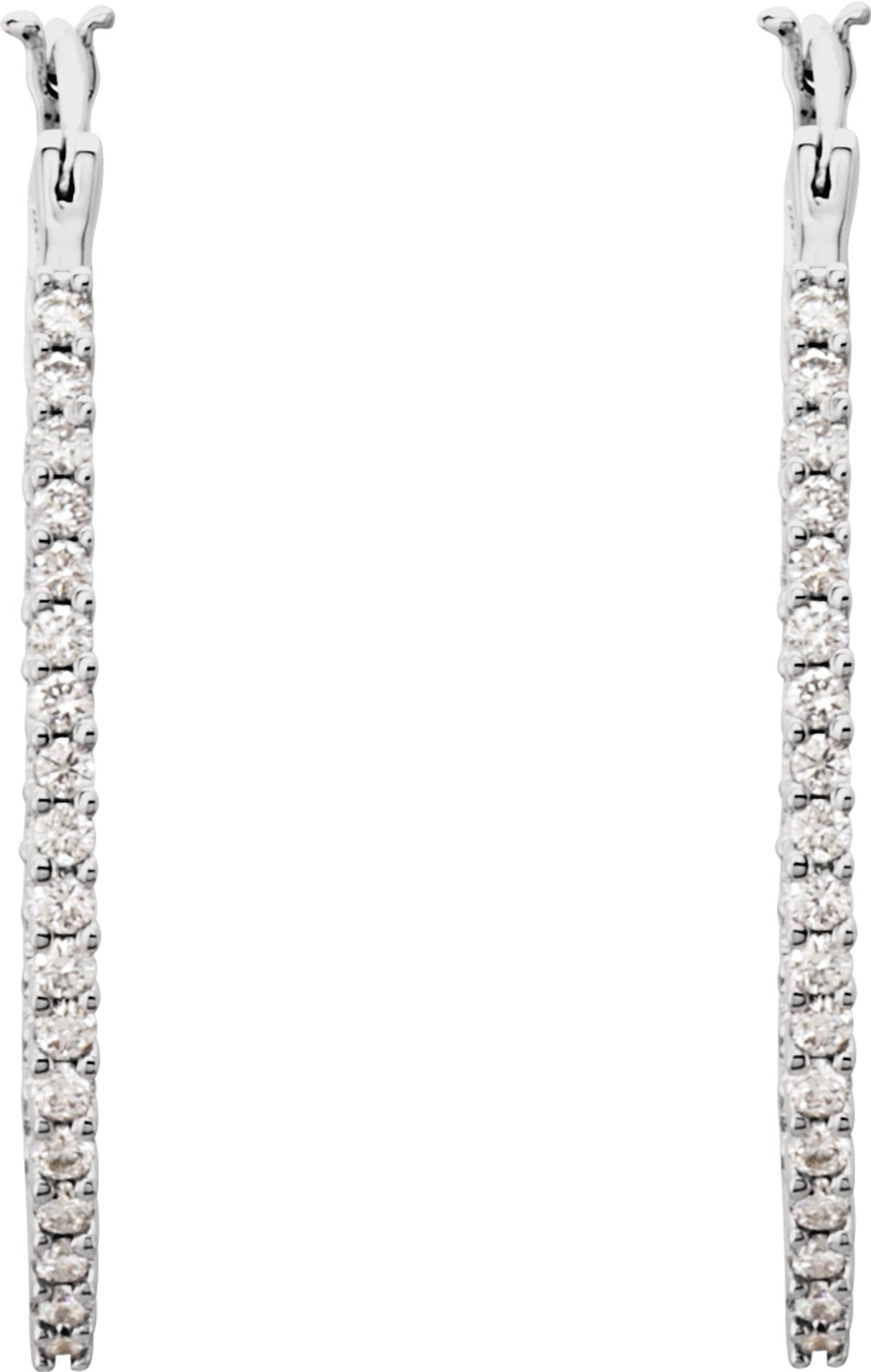 14K White 1 CTW Natural Diamond Inside-Outside Hoop Earrings