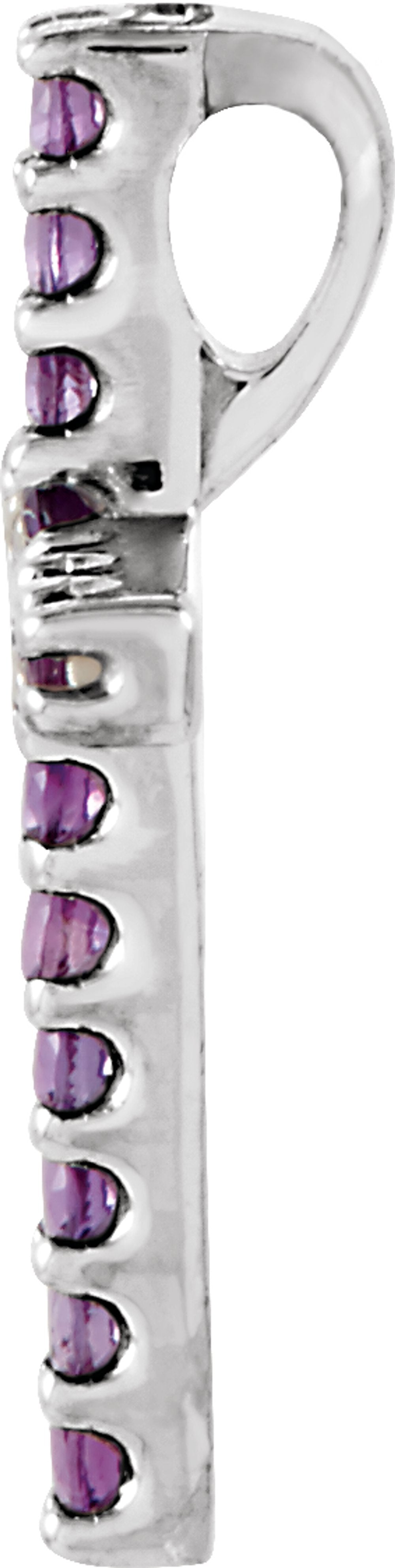 14K White Natural Amethyst Petite Cross Pendant