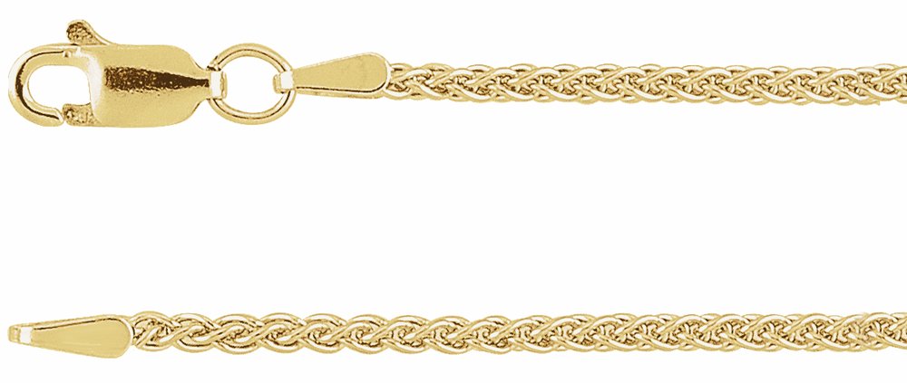 14K Yellow Gold 1.8 mm Wheat 24" Chain