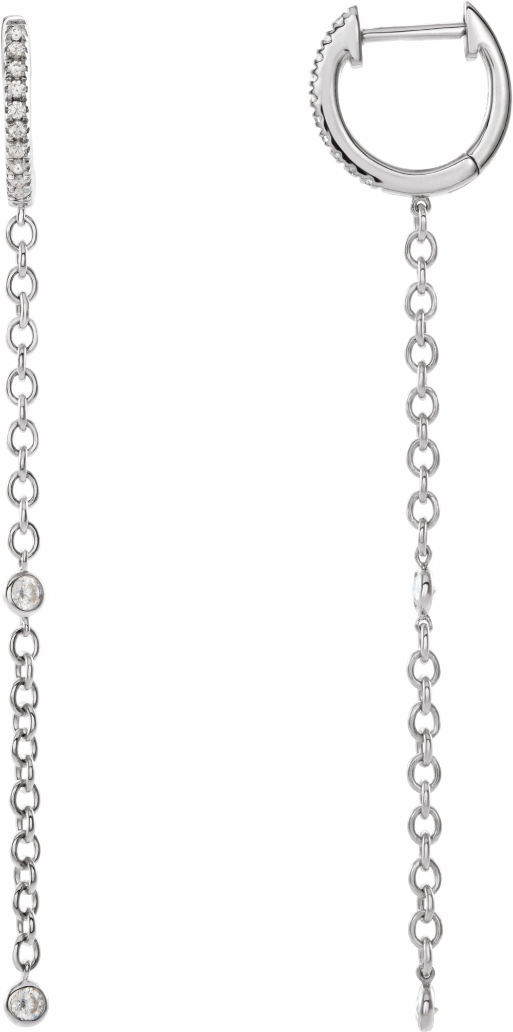 14K White Gold 1/4 CTW Natural Diamond Hinged Hoop Earrings