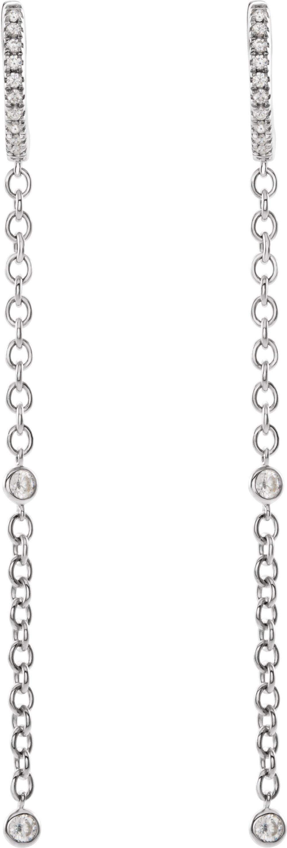 14K White Gold 1/4 CTW Natural Diamond Hinged Hoop Earrings