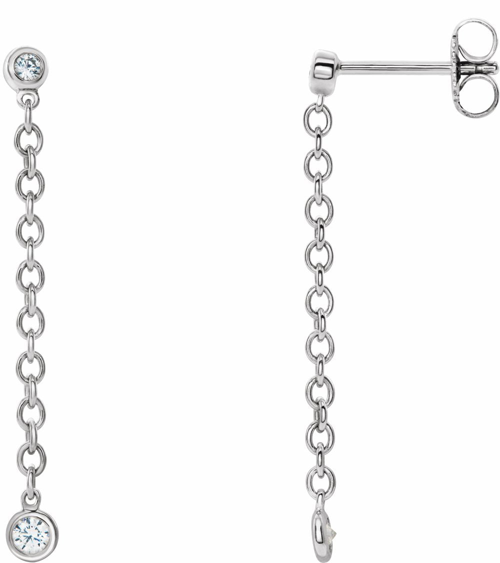 14K White Gold 1/5 CTW Natural Diamond Chain Dangle Earrings