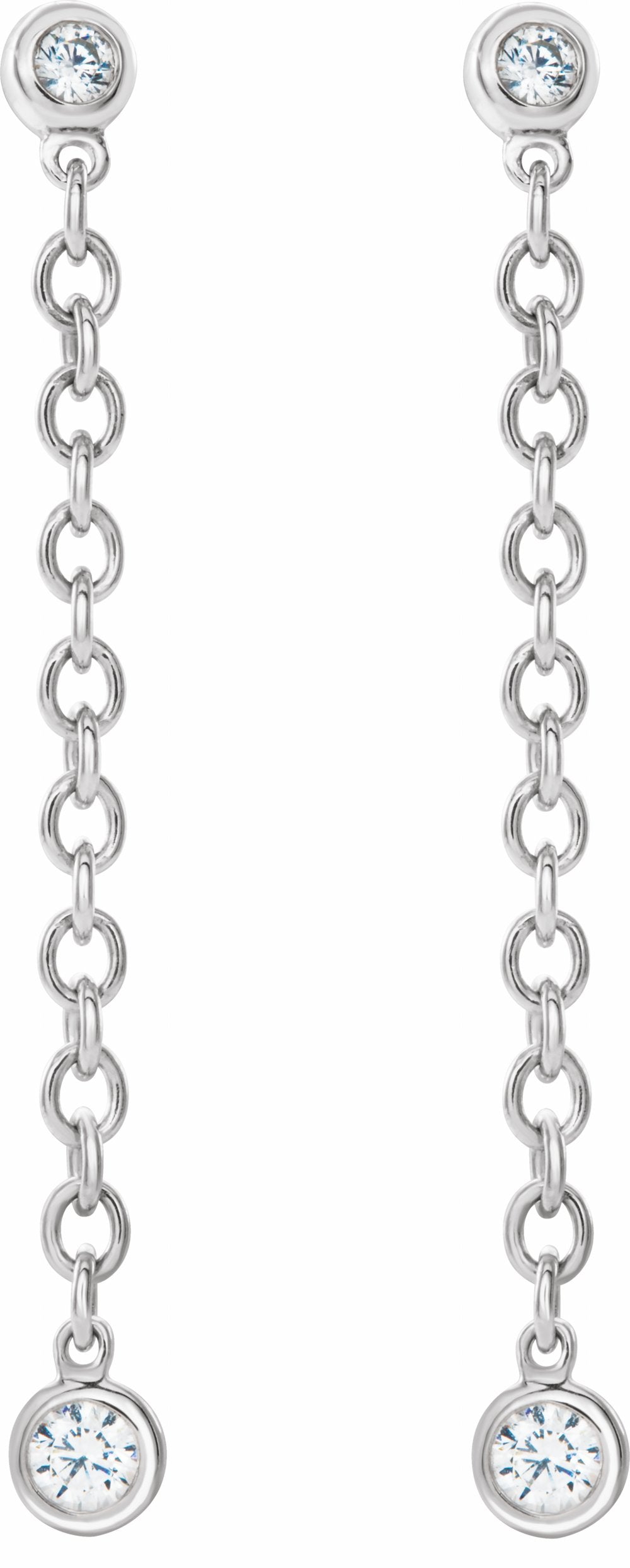 14K White Gold 1/5 CTW Natural Diamond Chain Dangle Earrings