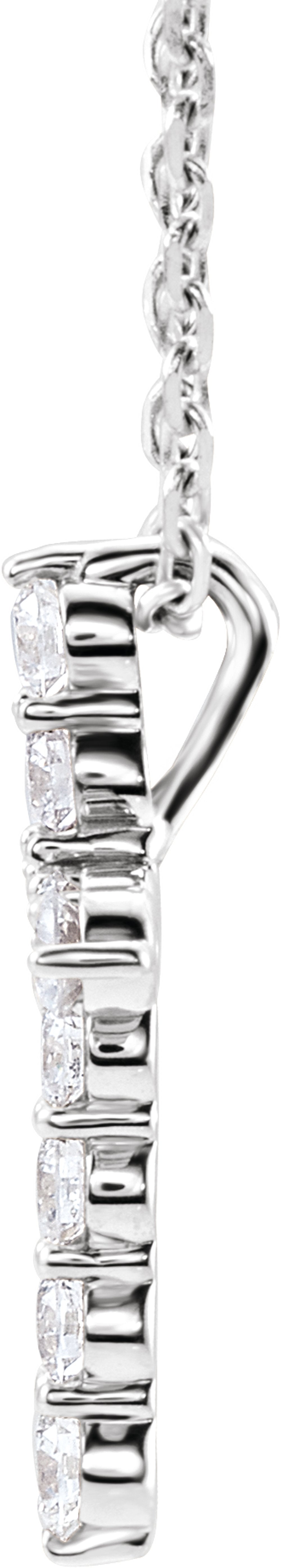 14K White Gold 1/4 CTW Lab-Grown Diamond Cross 16-18" Necklace