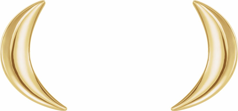14K Yellow Crescent Moon Earrings