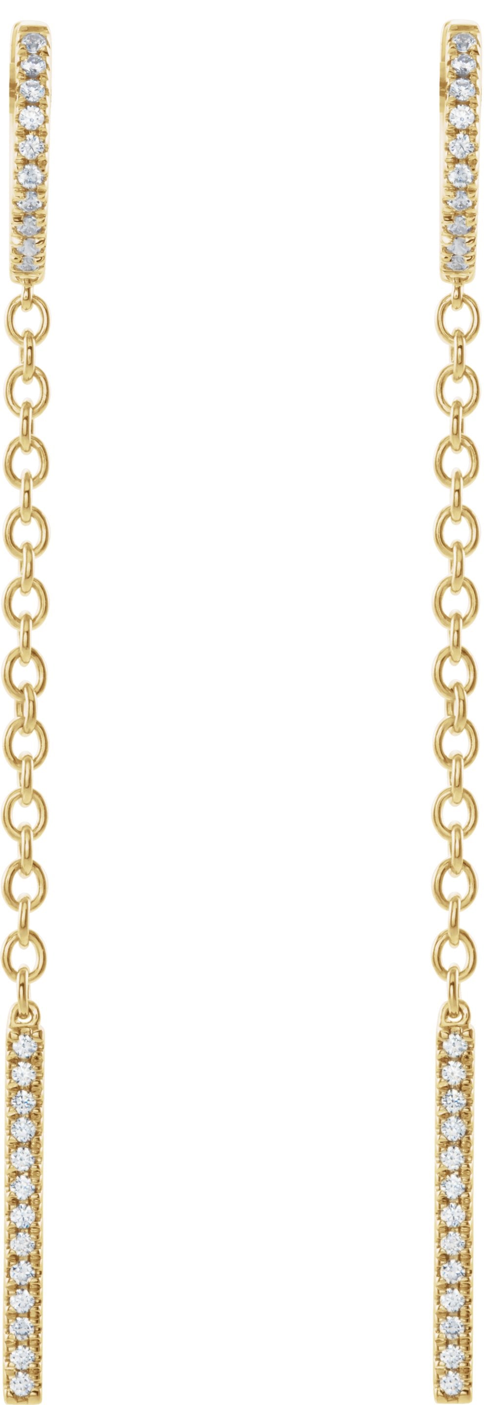 14K Yellow 1/4 CTW Natural Diamond Hinged Hoop Chain Earrings