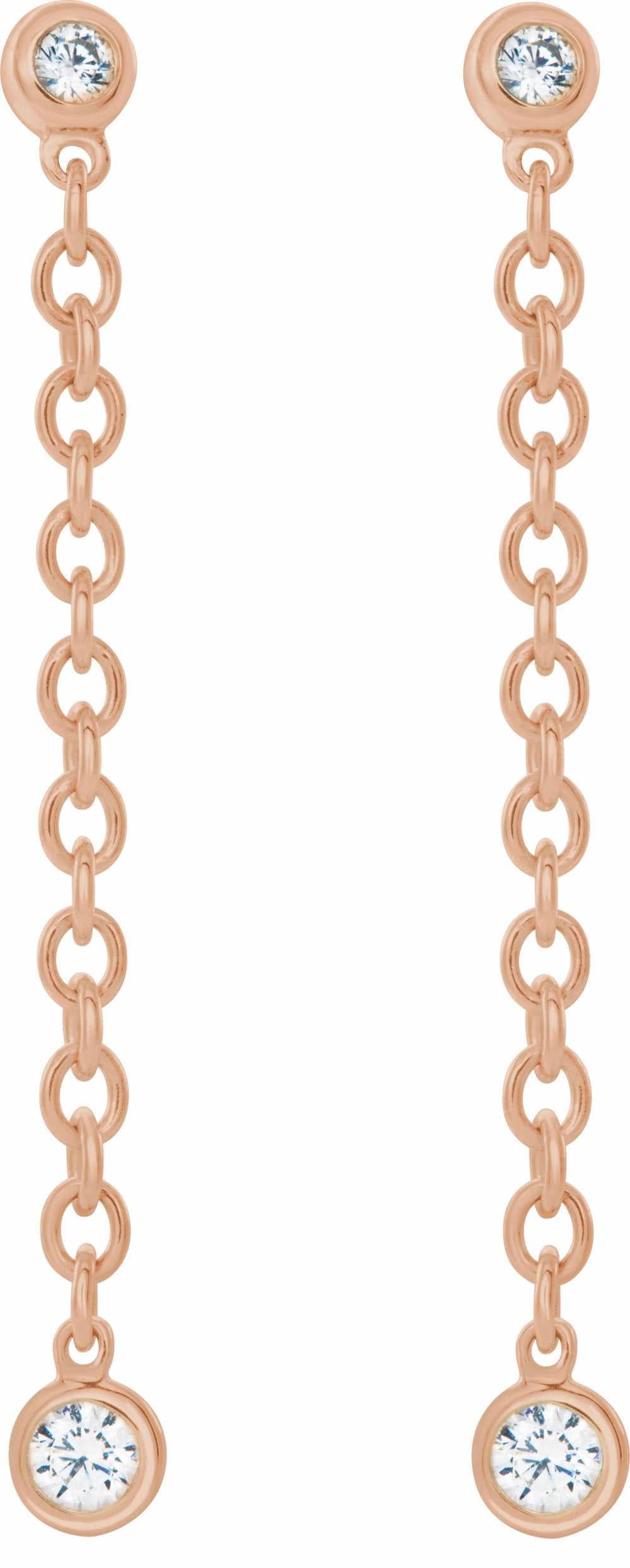14K Rose Gold 1/5 CTW Natural Diamond Chain Dangle Earrings