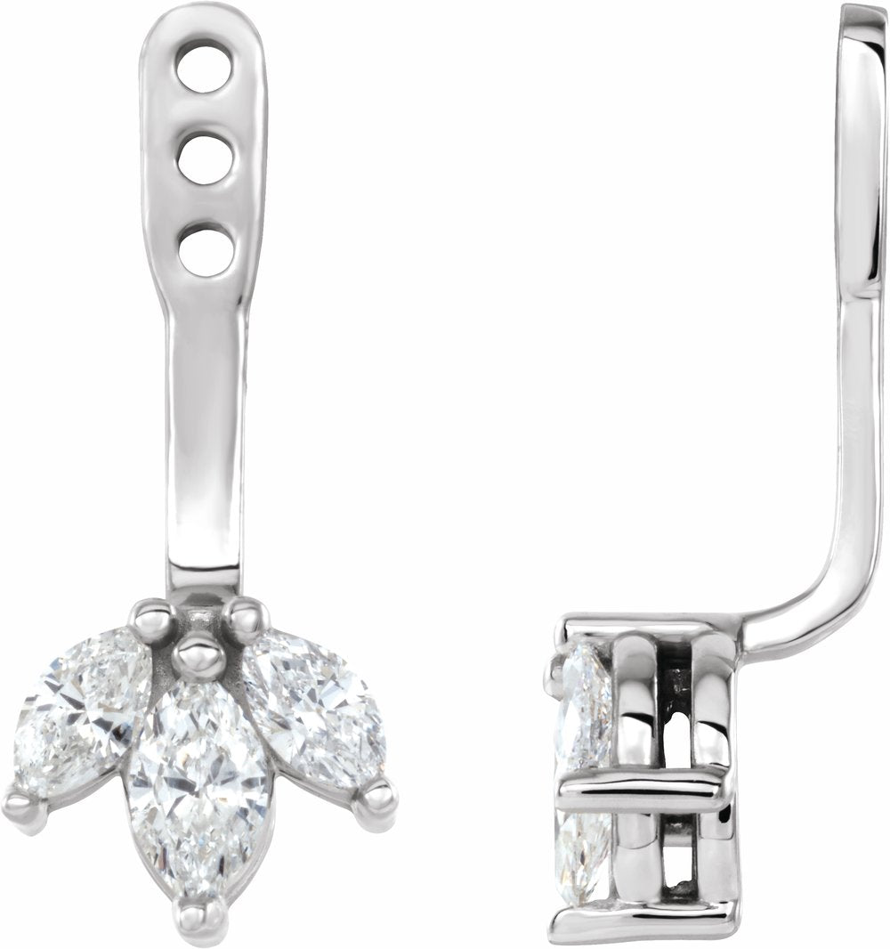 14K White 1/5 CTW Natural Diamond Cluster Front-Back Earring Jackets