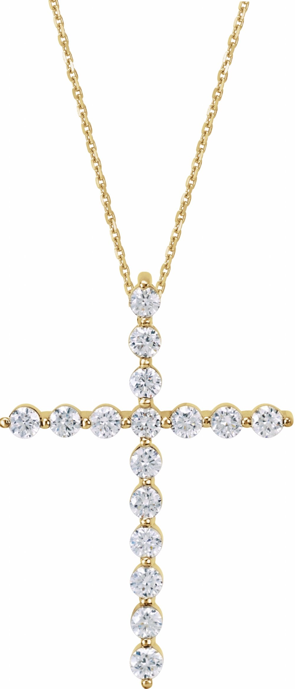 14K Yellow Gold 1 1/4 CTW Natural Diamond Cross 18" Necklace