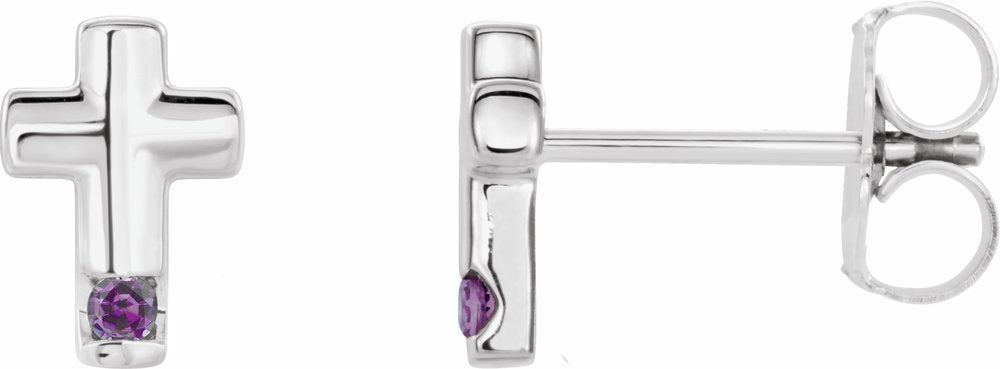 Sterling Silver Natural Alexandrite Cross Earrings