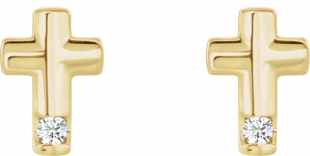14K Yellow .03 CTW Natural Diamond Cross Earrings