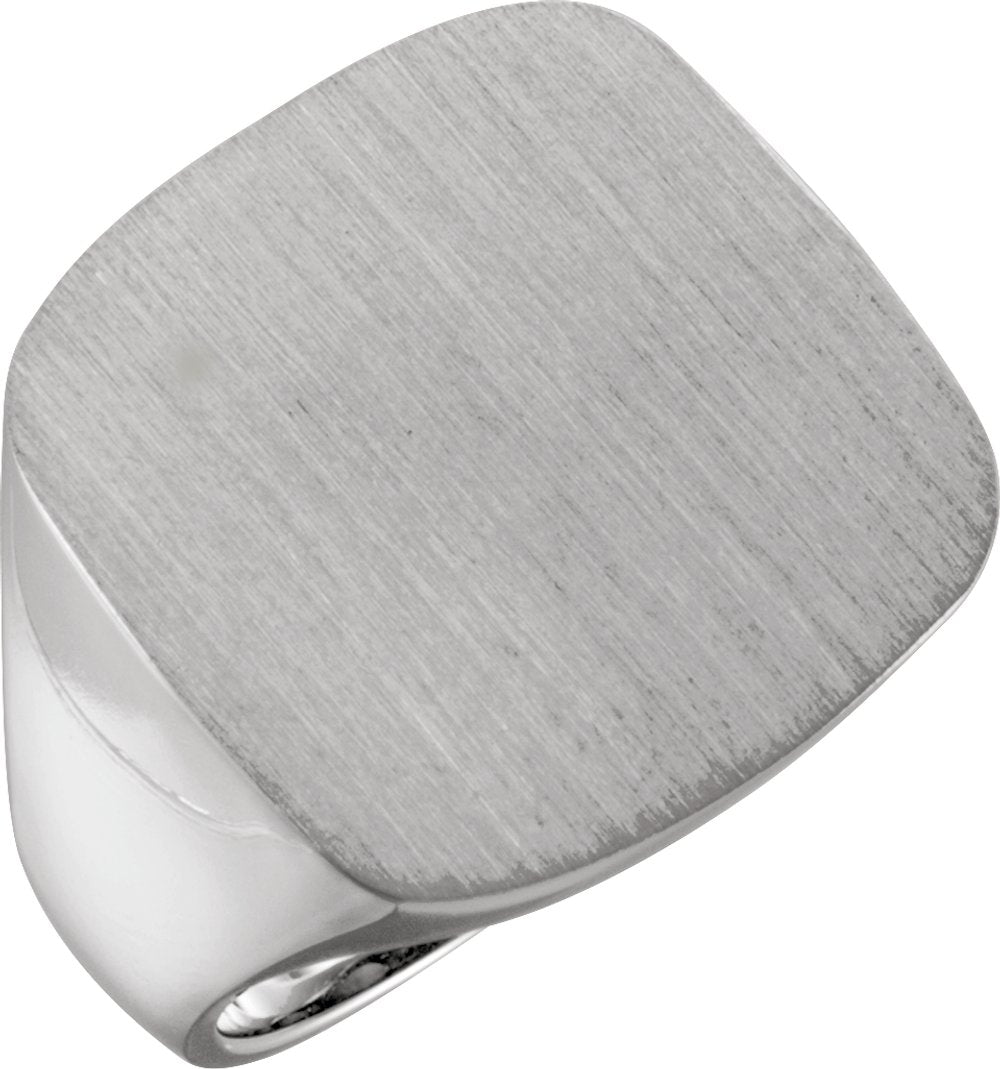 14K White Gold Square Signet Ring