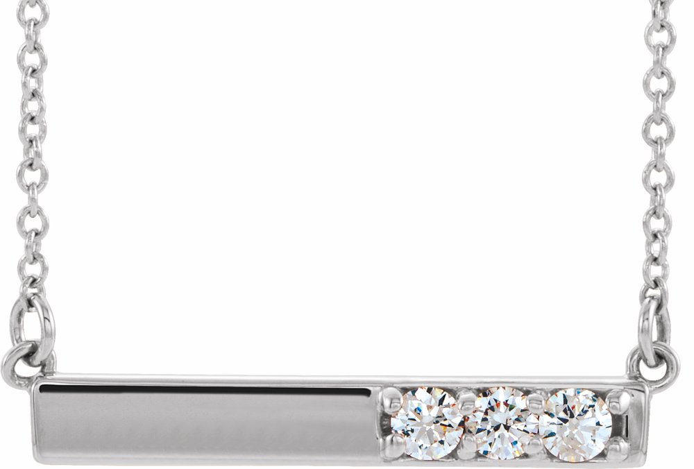 14K White Gold 1/5 CTW Natural Diamond Bar 16-18" Necklace