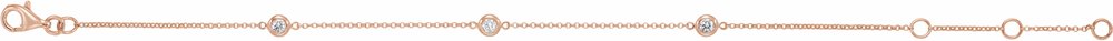 14K Rose Gold 1/6 CTW Natural Diamond Bezel-Set 3-Station 5 1/2-7" Bracelet