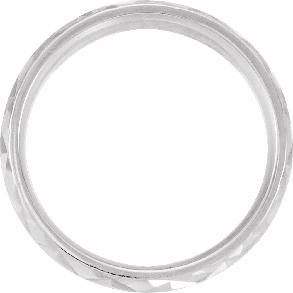 14K White Gold 7 mm Geometric Faceted Flat Band Size 8