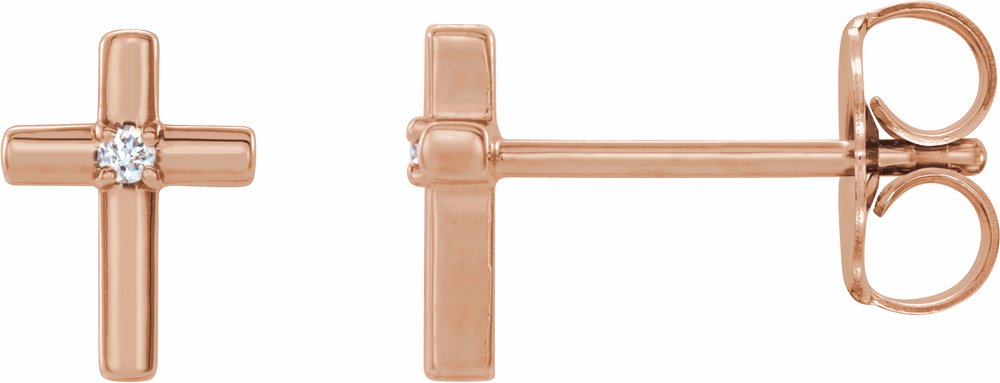 14K Rose .01 CTW Natural Diamond Cross Earrings