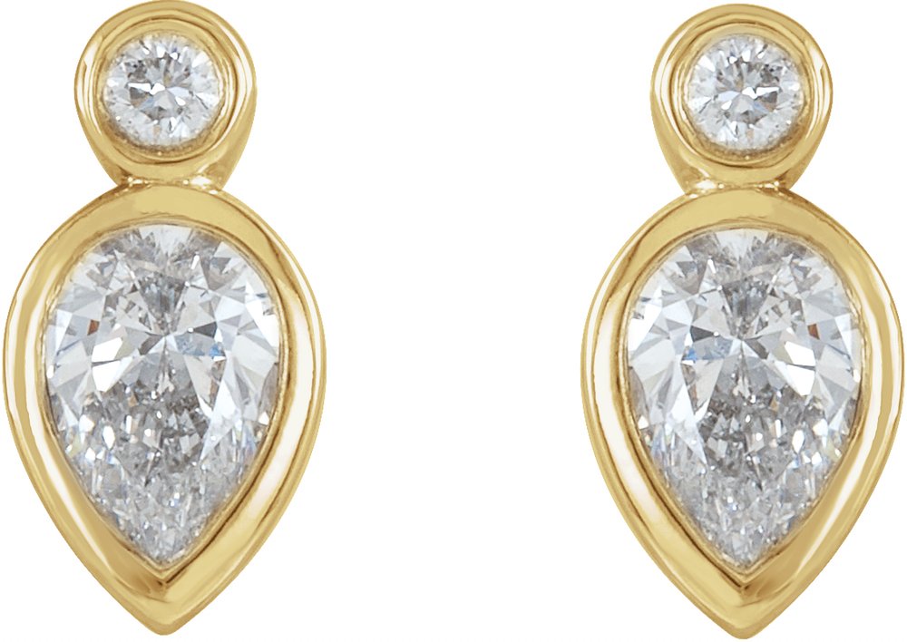 14K Yellow 1/3 CTW Natural Diamond Bezel-Set Earrings