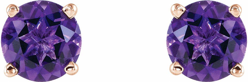 14K Rose Gold 5 mm Natural Amethyst Earrings