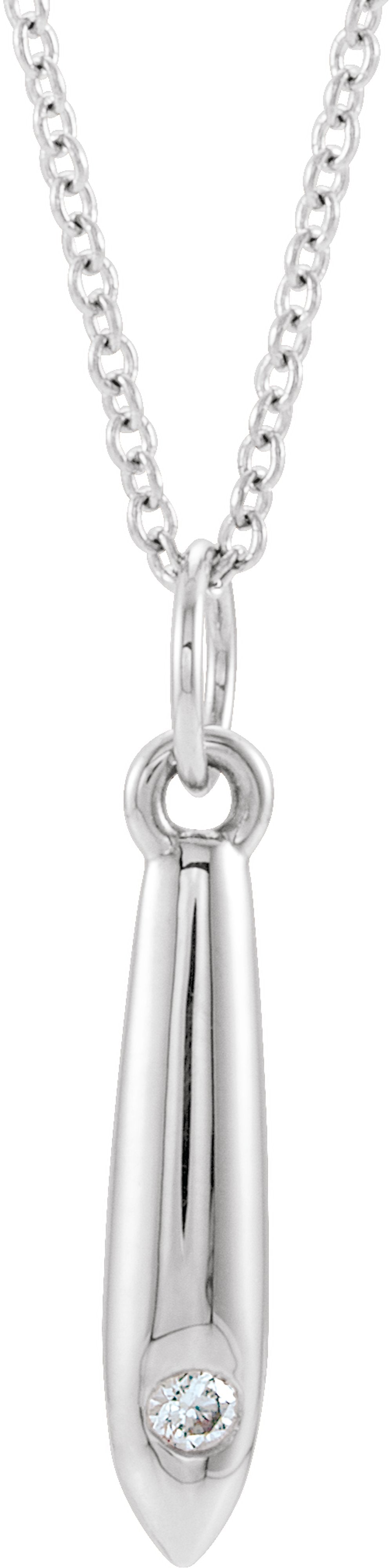 14K White .03 CTW Natural Diamond Geometric 16-18" Necklace