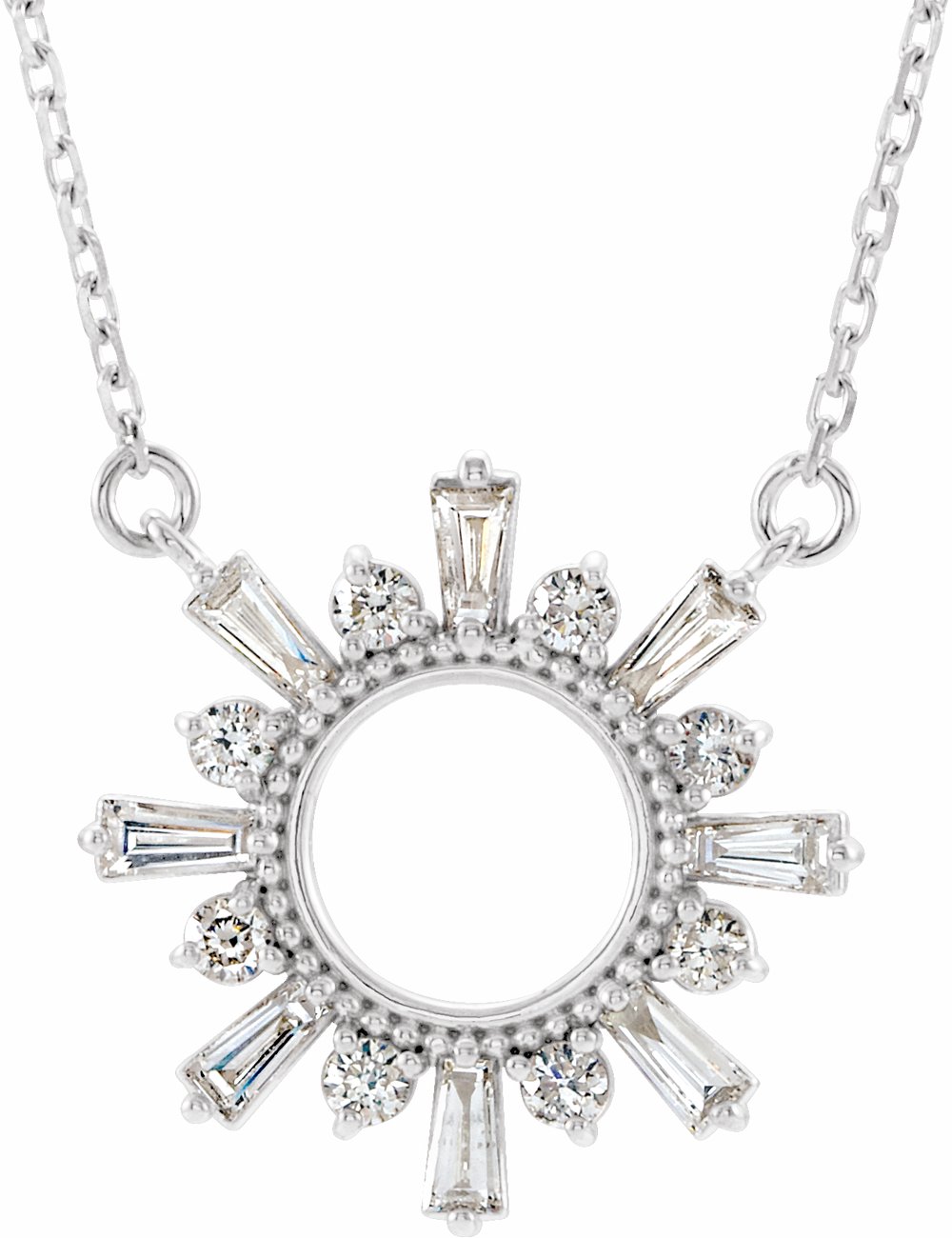 14K White Gold 3/8 CTW Natural Diamond Circle 18" Necklace