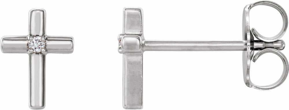 14K White Gold .03 CTW Natural Diamond Cross Earrings