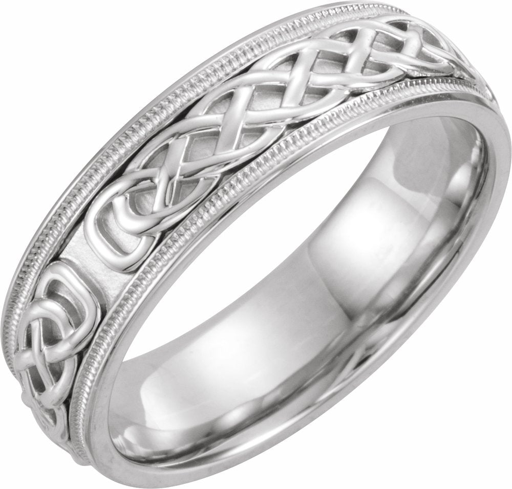14K White Gold 7 mm Milgrain Celtic-Inspired Band Size 10