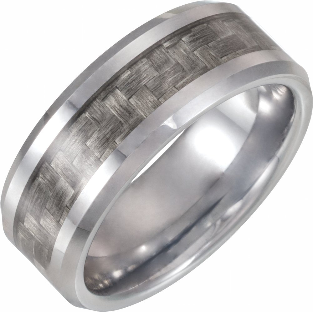 Tungsten 8 mm Band with Carbon Fiber Inlay Size 7