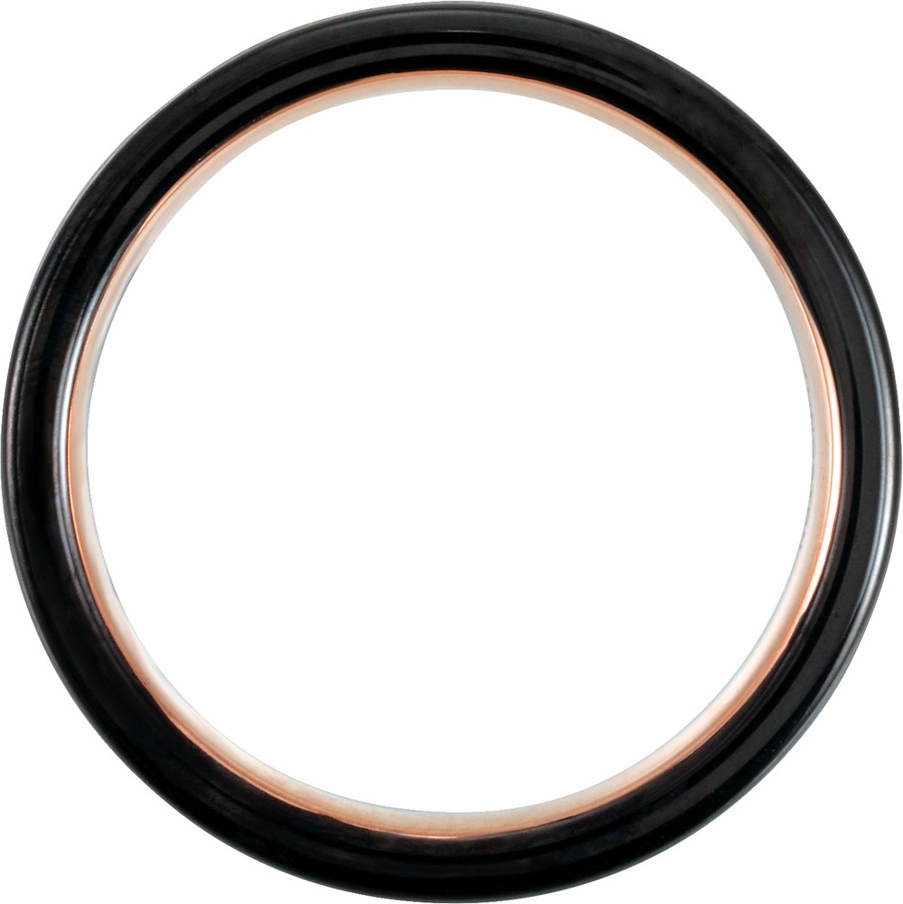 Black & 18K Rose Gold PVD Tungsten 6 mm Grooved Comfort-Fit Band Size 7