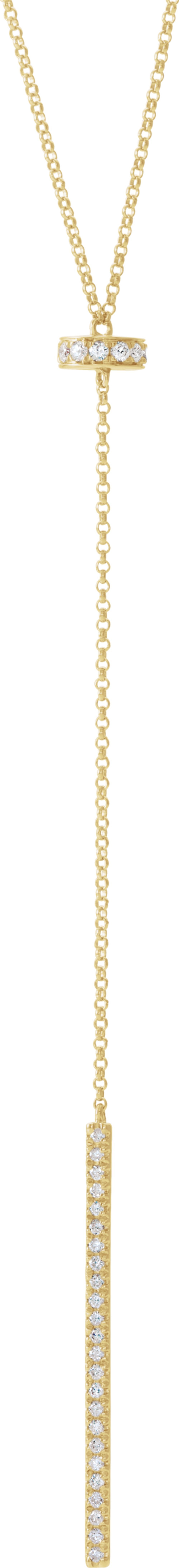 14K Yellow Gold 1/4 CTW Natural Diamond Bar 15-17" Y Necklace