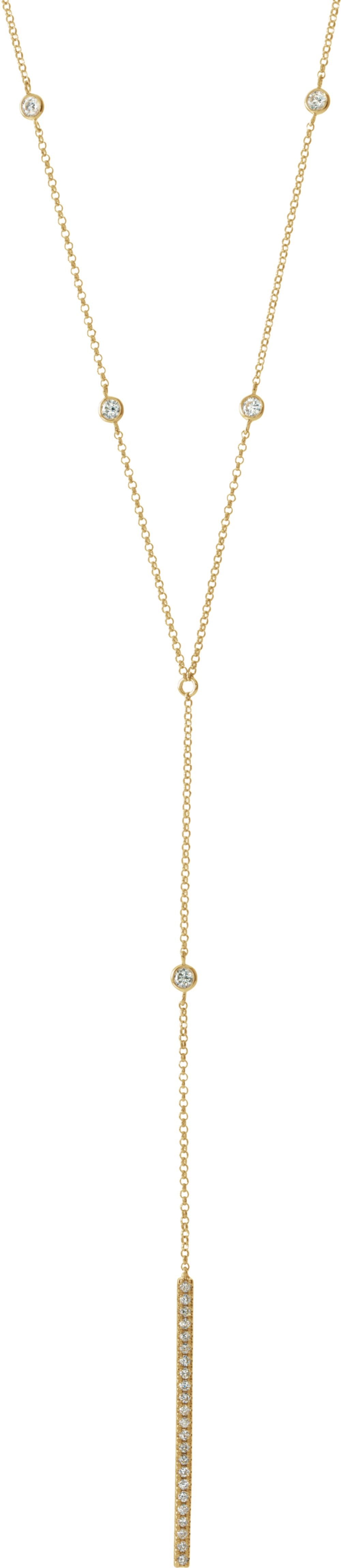 14K Yellow Gold 1/3 CTW Natural Diamond Bar 15-17" Y Necklace